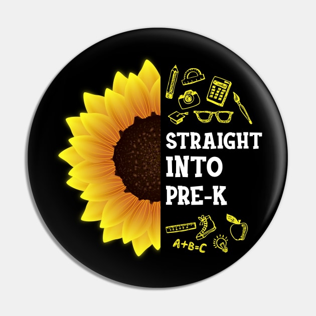 Straight into Pre-K Back To School Sunflower Pin by hardyhtud