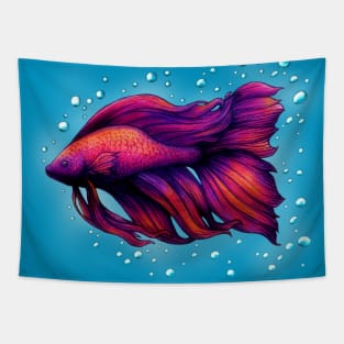 Red Siamese Fighting Fish (Betta Splendens) Tapestry