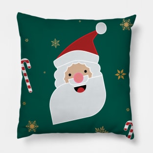 Merry & Bright Christmas Santa with Candy Cane and Snowflakes Pillow