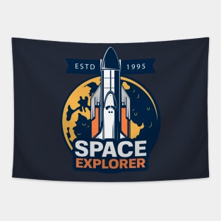 Retro Spaceship Insignia Tapestry