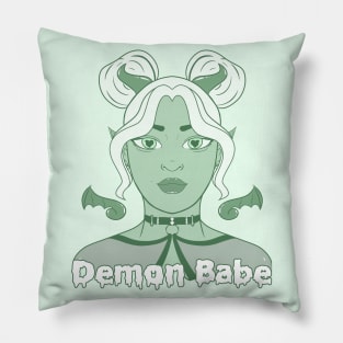 Demon Babe: Pastel Green Demon Girl Pillow