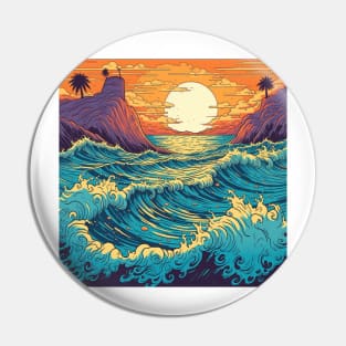 Crashing Japanese Waves Pin