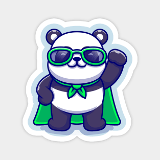 Cute Super Panda Wearing Sunglasses Cartoon Magnet