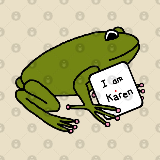 Green Frog with a Sign Karen Memes by ellenhenryart