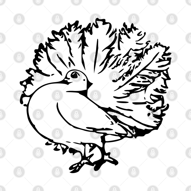 Pigeon - Pigeon Pantail Hand Drawn by KC Happy Shop