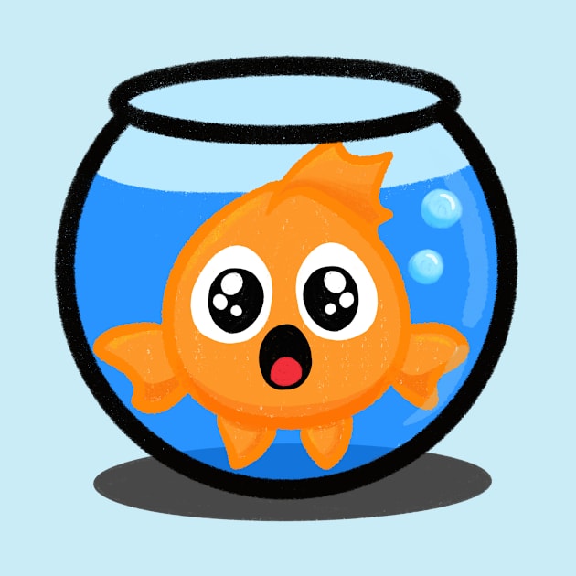 Goldfish Swimming in Bowl by Midnight Pixels