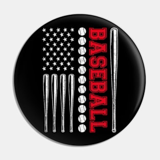 Baseball Bat Lover American Flag Team Pin