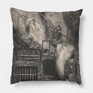 La Rue de la Vieille Lanterne - The Suicide of Gerard de Nerval by Gustave Dore Pillow