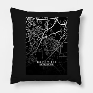 Beltsville Maryland City Map dark Pillow