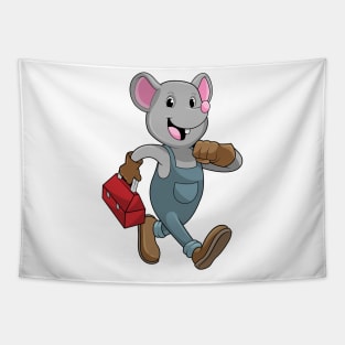 Mouse as Handyman with Toolbox Tapestry