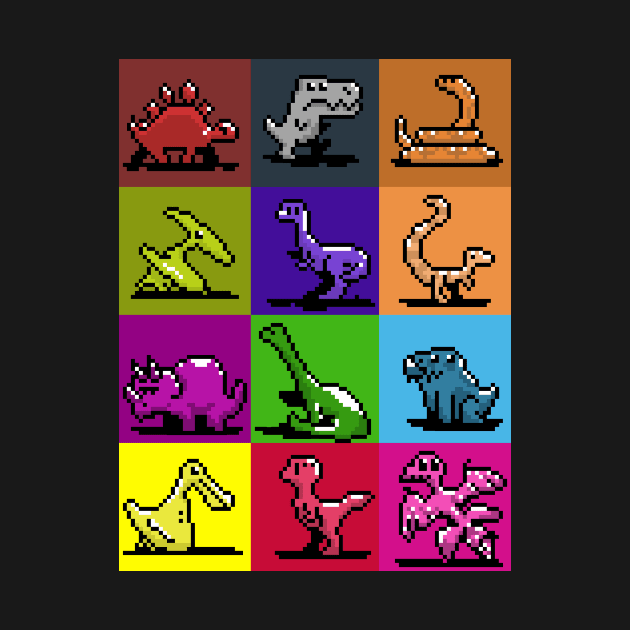 Pixel Dinosaurs by The darkcartoon