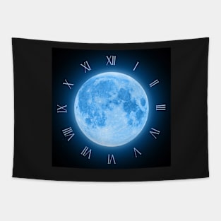 Blue Super Moon Glowing With Blue Halo Clock Tapestry