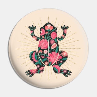 Vintage floral frog silhouette - pink and black Pin