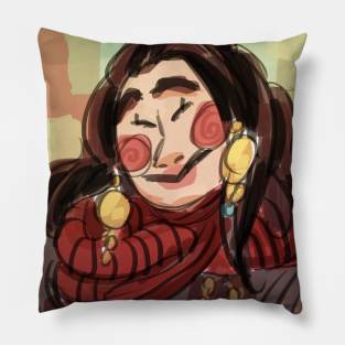 Portrait colorful lady Pillow