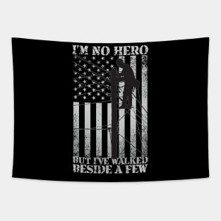 Vintage Patriotic Lineman American Flag Electrical Power Lineman Tapestry