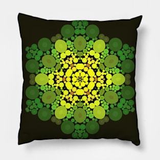 Dot Mandala Flower Green and Yellow Pillow