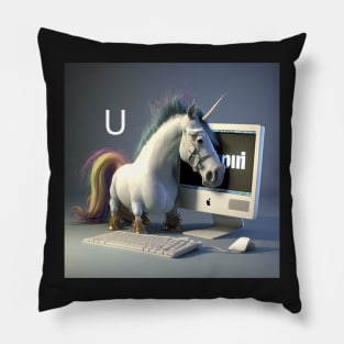 Letter U for Unicorn Using a computer from AdventuresOfSela Pillow