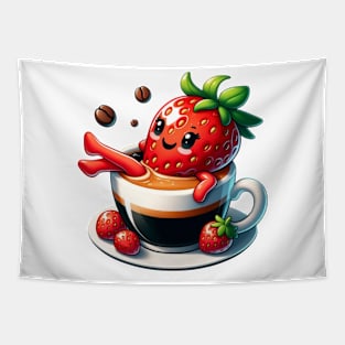 Strawberry Espresso Splash - A Berry Delicious Brew Tapestry