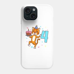 I am 4 with tiger - boy birthday 4 years old Phone Case