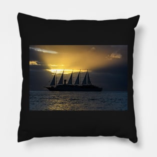 Ship in the evening light Pillow