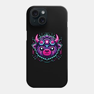 neon cyberpunk bison graphic Phone Case