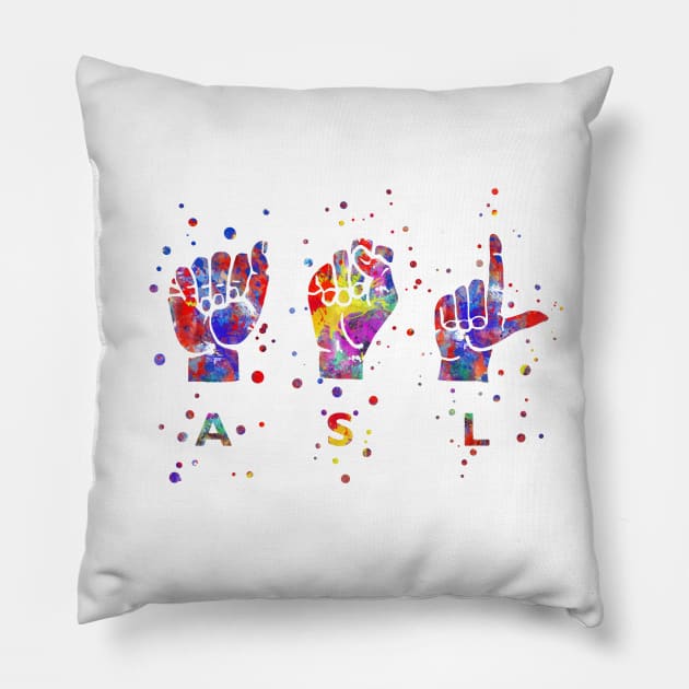 ASL sign language Pillow by RosaliArt