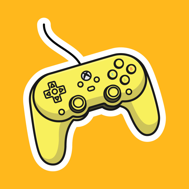 Joystick Controller and Game Pad Stick Sticker vector illustration. Sports and technology gaming objects icon concept. Video game controller or game console sticker logo design with shadow. by AlviStudio