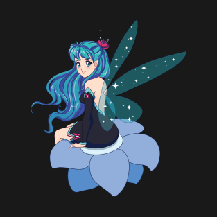 anime fairy with shiny blue T-Shirt