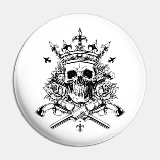 skull with guns and crown Pin