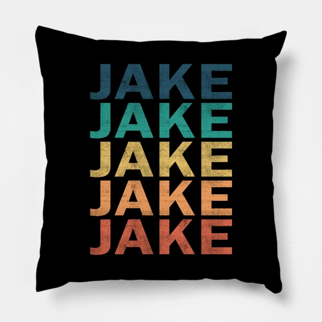 Jake Name T Shirt - Jake Vintage Retro Name Gift Item Tee Pillow by henrietacharthadfield