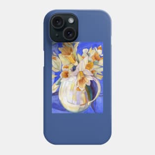 Daffodils in a Yellow Vase watercolour painting Phone Case