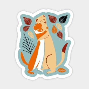 Autumn weasel hugs #1 Magnet