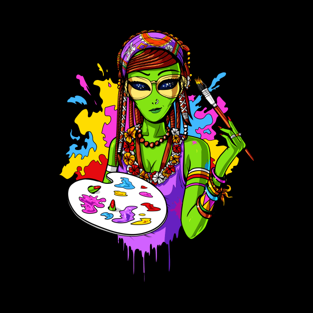 Hippie Alien Painter by underheaven