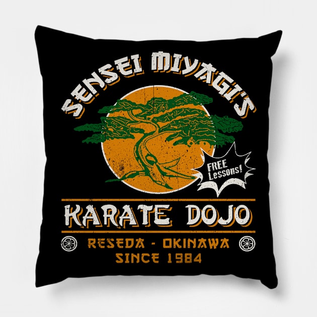 Sensei Miyagi's Karate Dojo Pillow by Alema Art