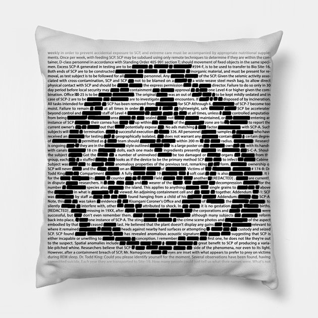 SCP Document REDACTED v2 Pillow by Toad King Studios