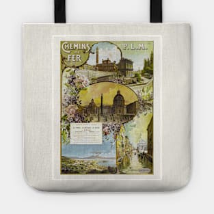 Italy France Vintage Railroad Travel Poster 1897 Tote