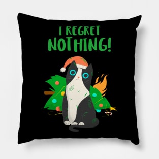 I Regret nothing Cat Christmas Tree Pillow