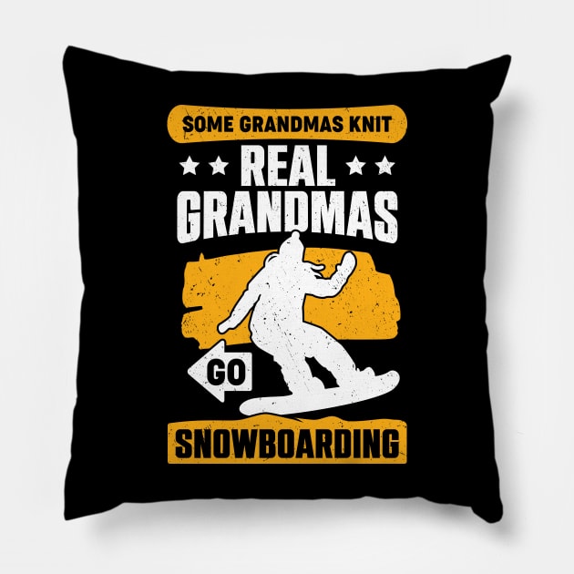 Snowboarding Grandma Snowboarder Old Woman Gift Pillow by Dolde08