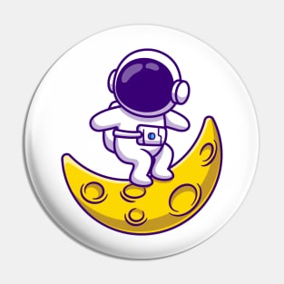 Cute Astronaut Surfing On Moon Pin