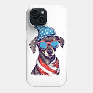 Patriotic Dog, 4th of July Design Phone Case