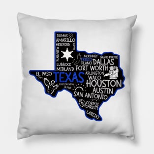 Frisco Texas cute map Houston San Antonio Dallas Austin Fort Worth El Paso Pillow