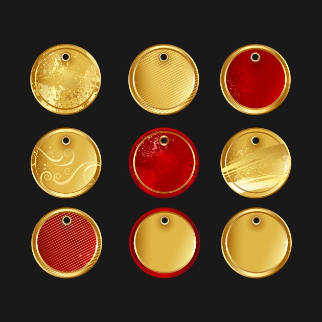 Round labels ( Gold round coins ) by Blackmoon9