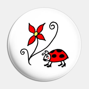 Cute Ladybug with Flower Pin