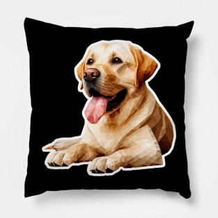 Labrador Retriever dog pet portrait on low poly polygonal art style Pillow