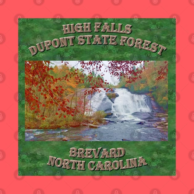 Brevard North Carolina NC High Falls DuPont State Forest - Pretty and Beautiful Waterfall Mountain Nature Scene Tan Letter Version by CDC Gold Designs