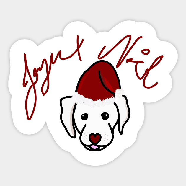 Puppy Christmas Bonnet Fond Blanc Joyeux Noel Sticker Teepublic Puppy Christmas Bonnet Fond Blanc Joyeux Noel Sticker Teepublic