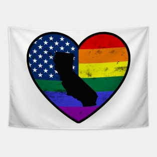 California United States Gay Pride Flag Heart Tapestry