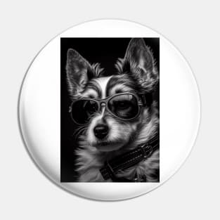 Fashionable Pup: A Cute Dog in Shades Pin