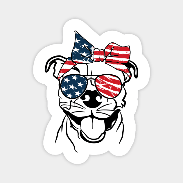 Cool Patriot Pitbull | 4th Of July Unique Pitbull T-shirt Magnet by POD Anytime