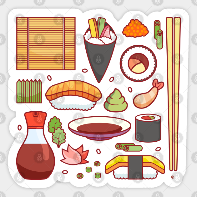 Sushi Party Kawaii Cute Food Autocollant Teepublic Fr